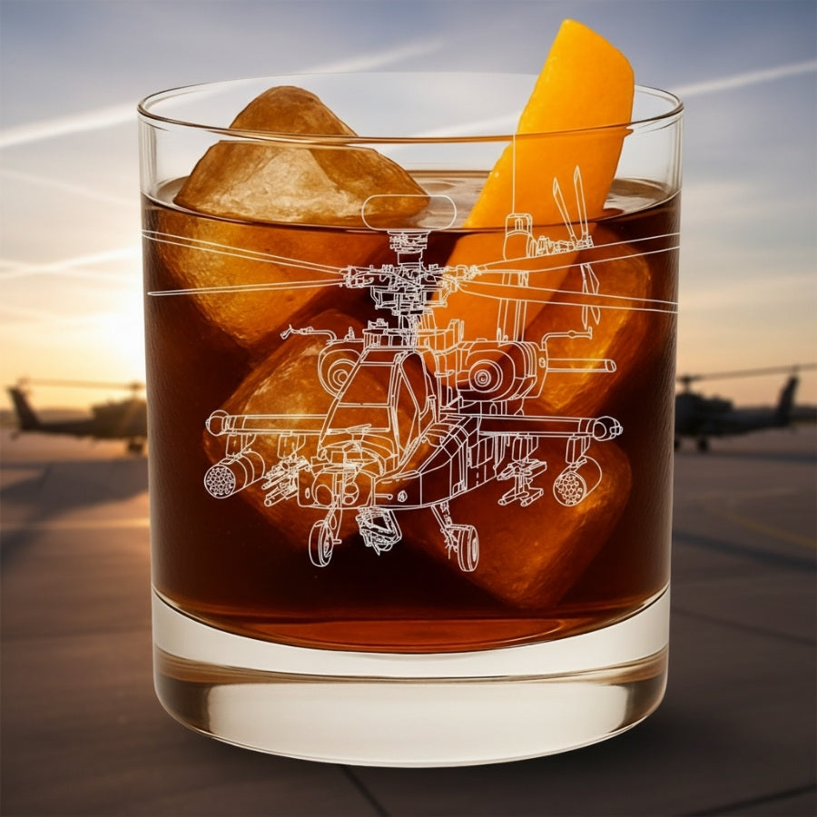 glass engraved with a indian air force helicopter