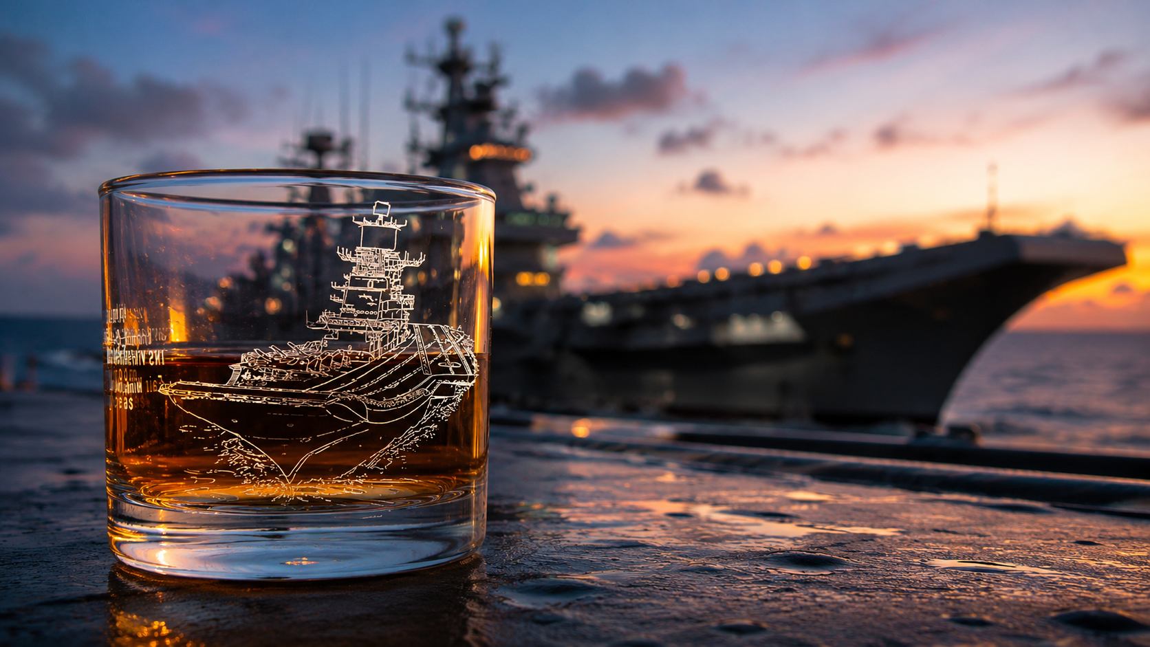 indian navy glass featuring the ship ins vikramaditya