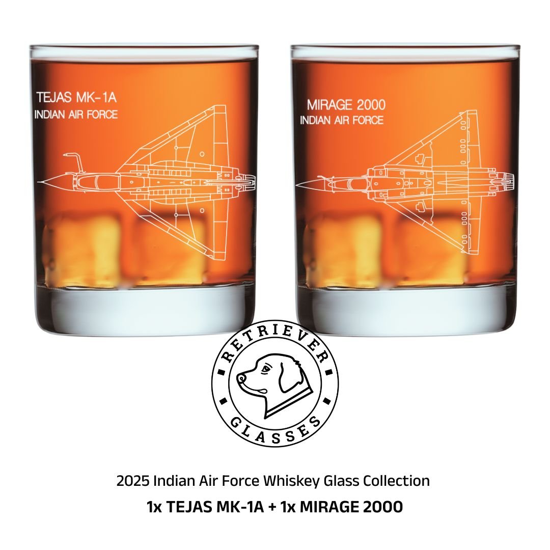 2025 Indian Air Force Whiskey Glass Set of 2
