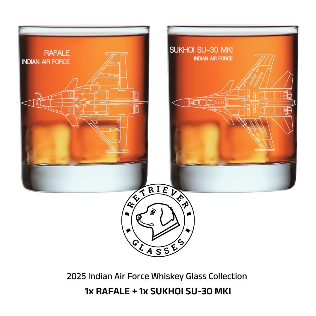2025 Indian Air Force Whiskey Glass Set of 2