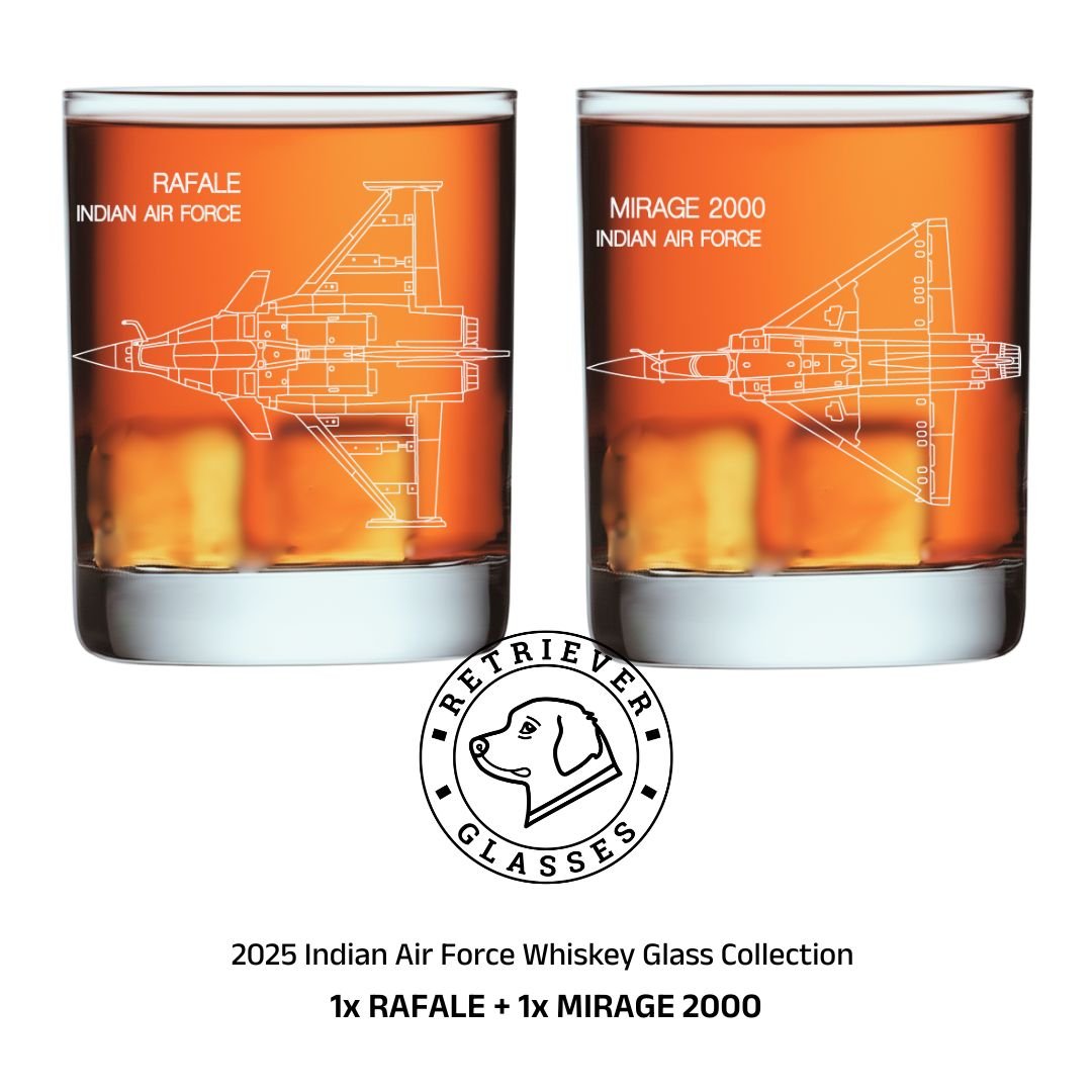 2025 Indian Air Force Whiskey Glass Set of 2