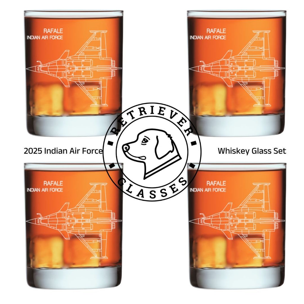 2025 Indian Air Force Whiskey Glass Set of 4