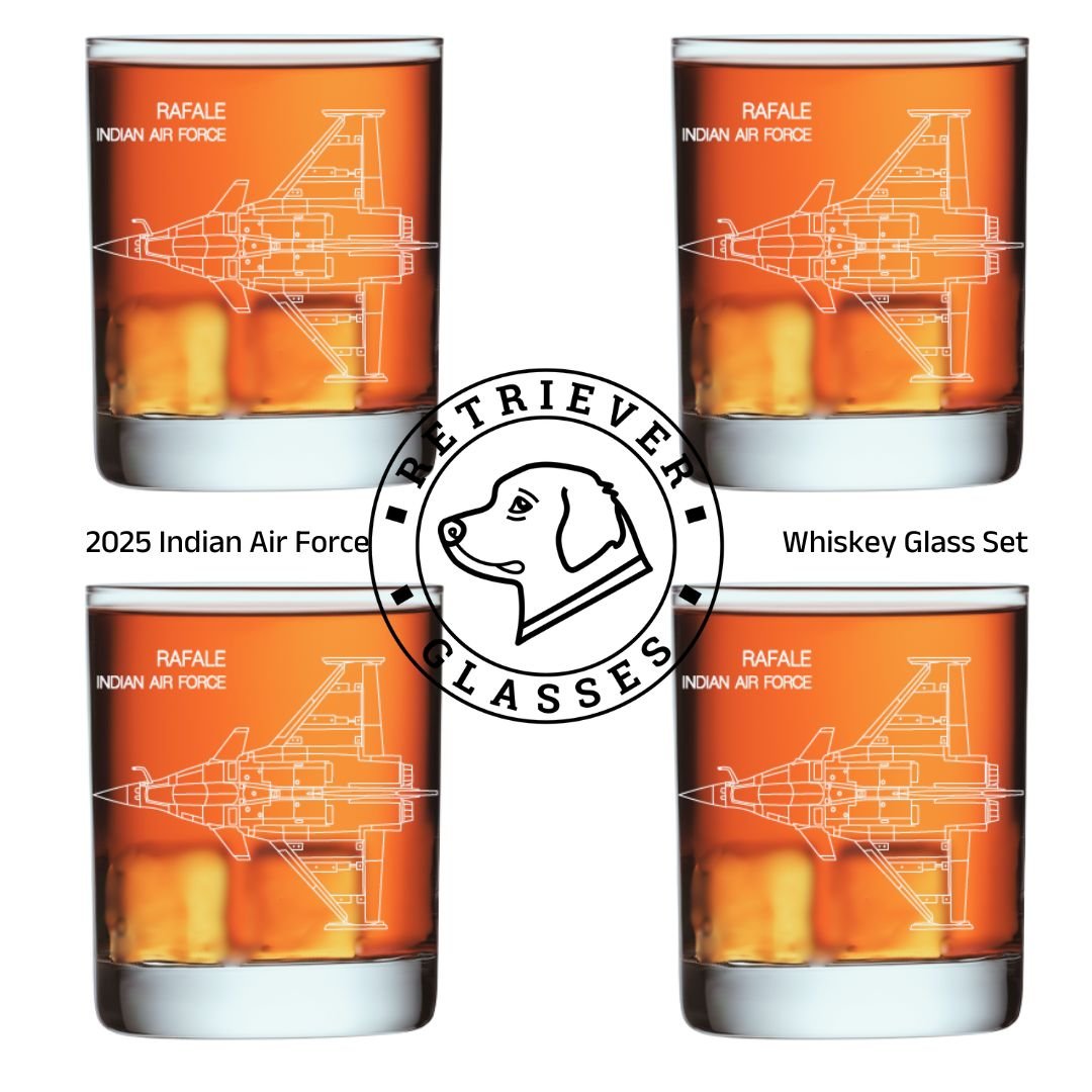 2025 Indian Air Force Whiskey Glass Set of 4