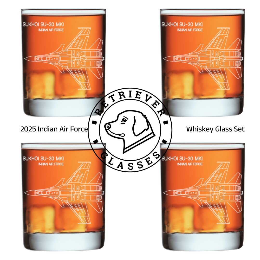 2025 Indian Air Force Whiskey Glass Set of 4