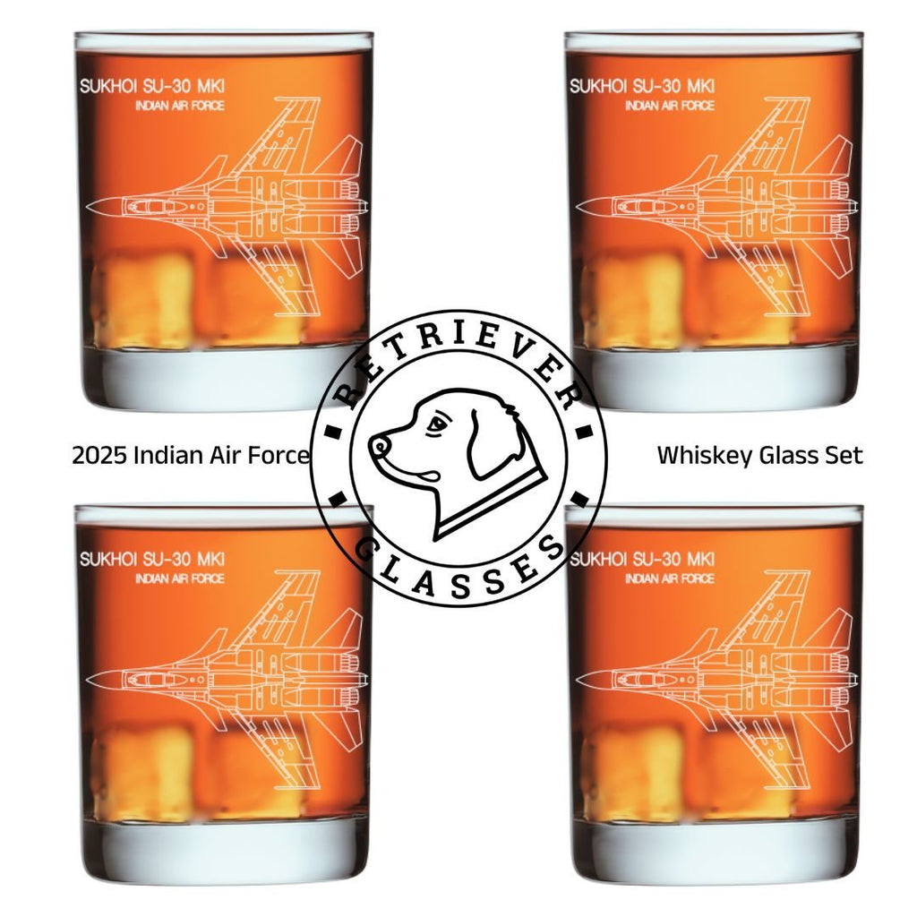 2025 Indian Air Force Whiskey Glass Set of 4