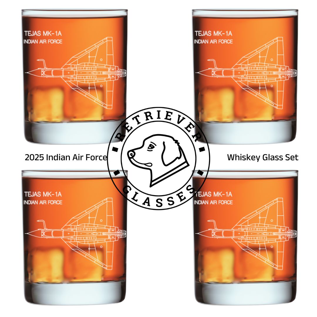 2025 Indian Air Force Whiskey Glass Set of 4