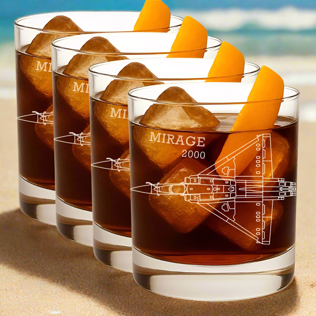 4 whiskey Glasses with Mirage 2000