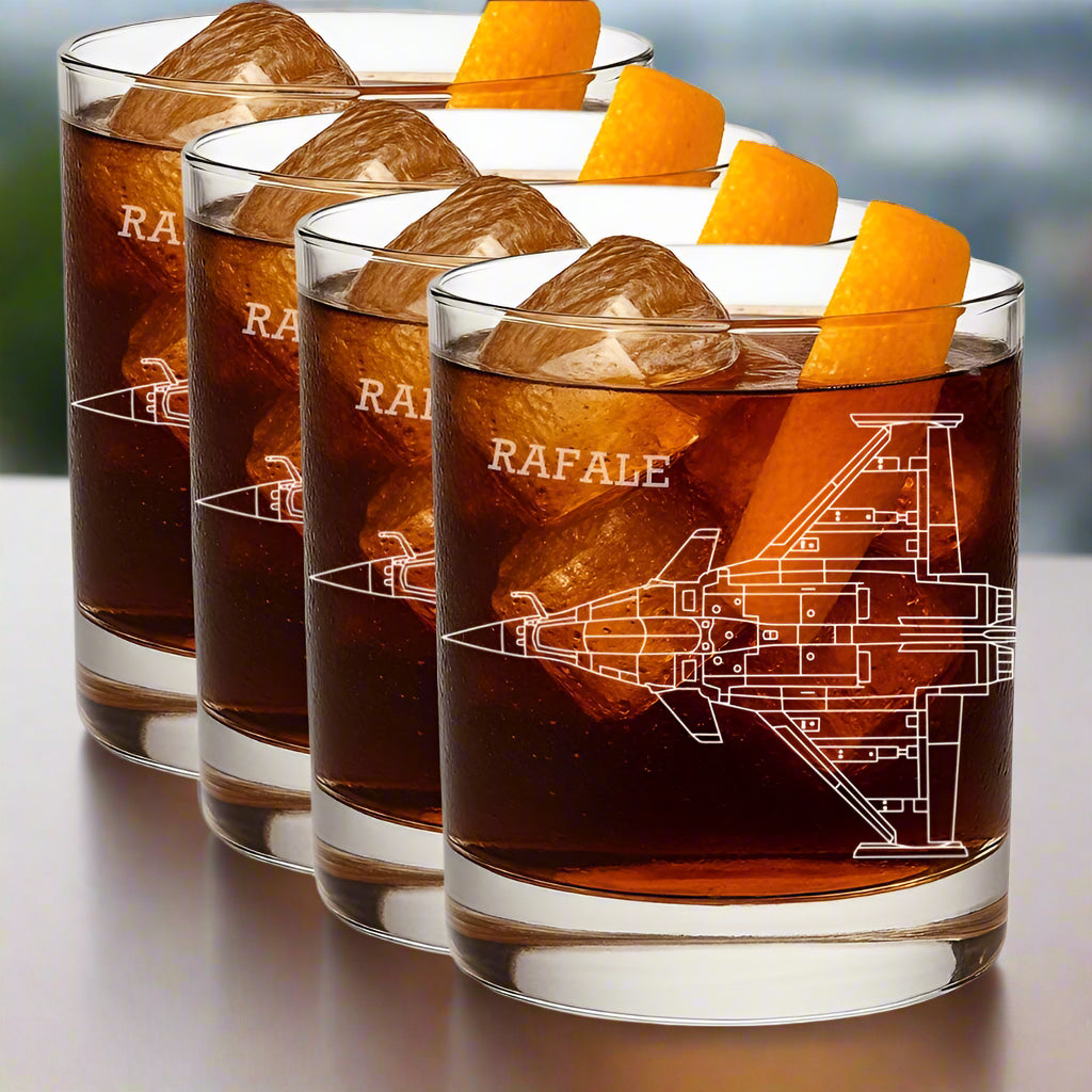 4 bar glasses with Rafale fighters