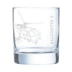 clear glass with an engrave of alouette 3 with SS11-B1 missile