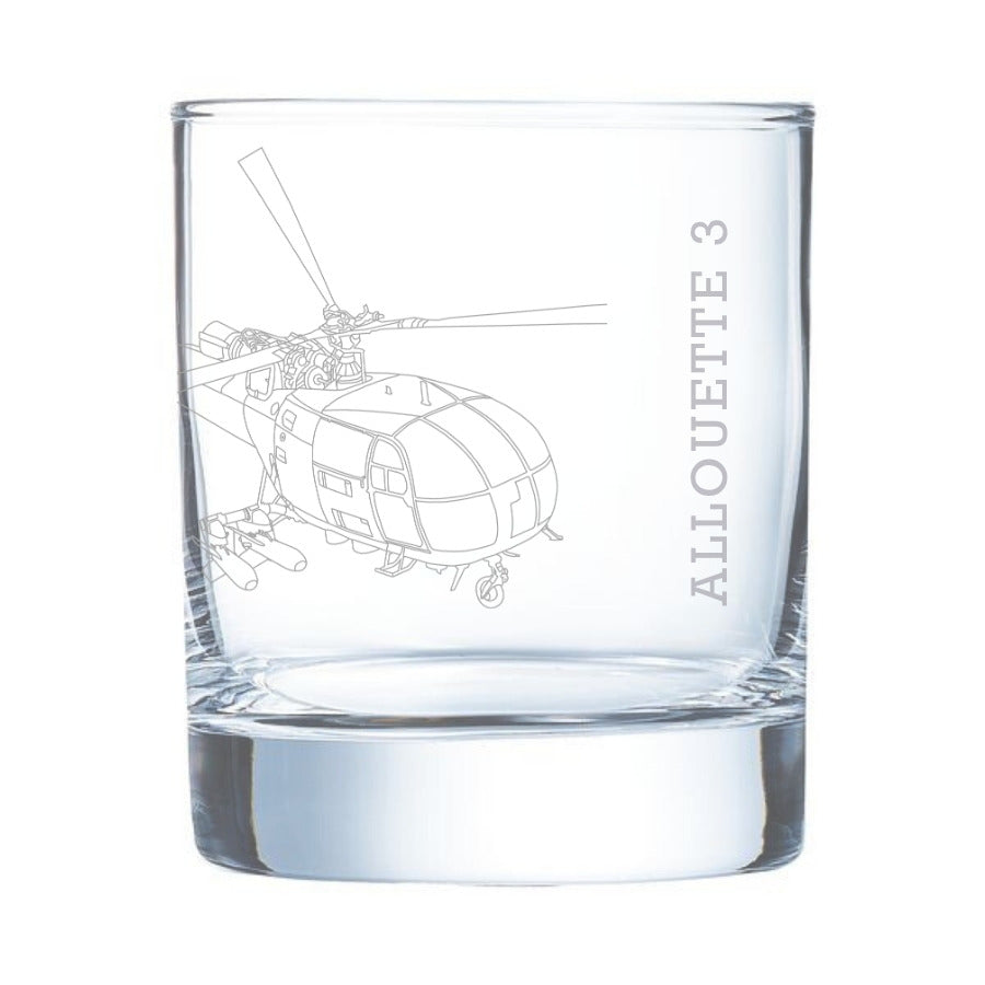 clear glass with an engrave of alouette 3 with SS11-B1 missile