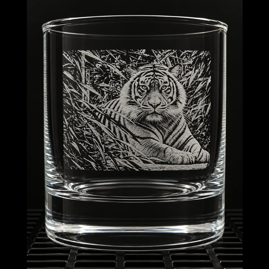 Royal Bengal Tiger Engraved Whiskey Glass