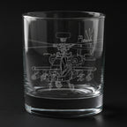 Apache ah64 helicopter engraved on a glass with a black background
