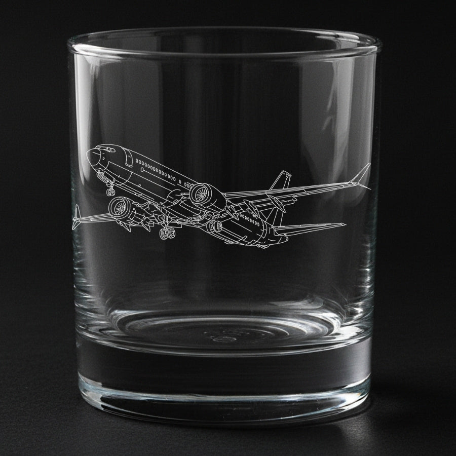 Boeing 737 Engraved Whiskey Glass