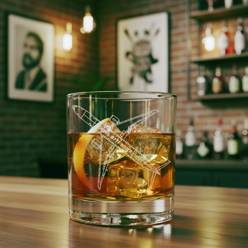 Boeing 777 Collector's Engraved Whiskey Glass