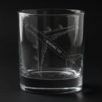 boeing 747 aircraft engraved on a glass with a black background