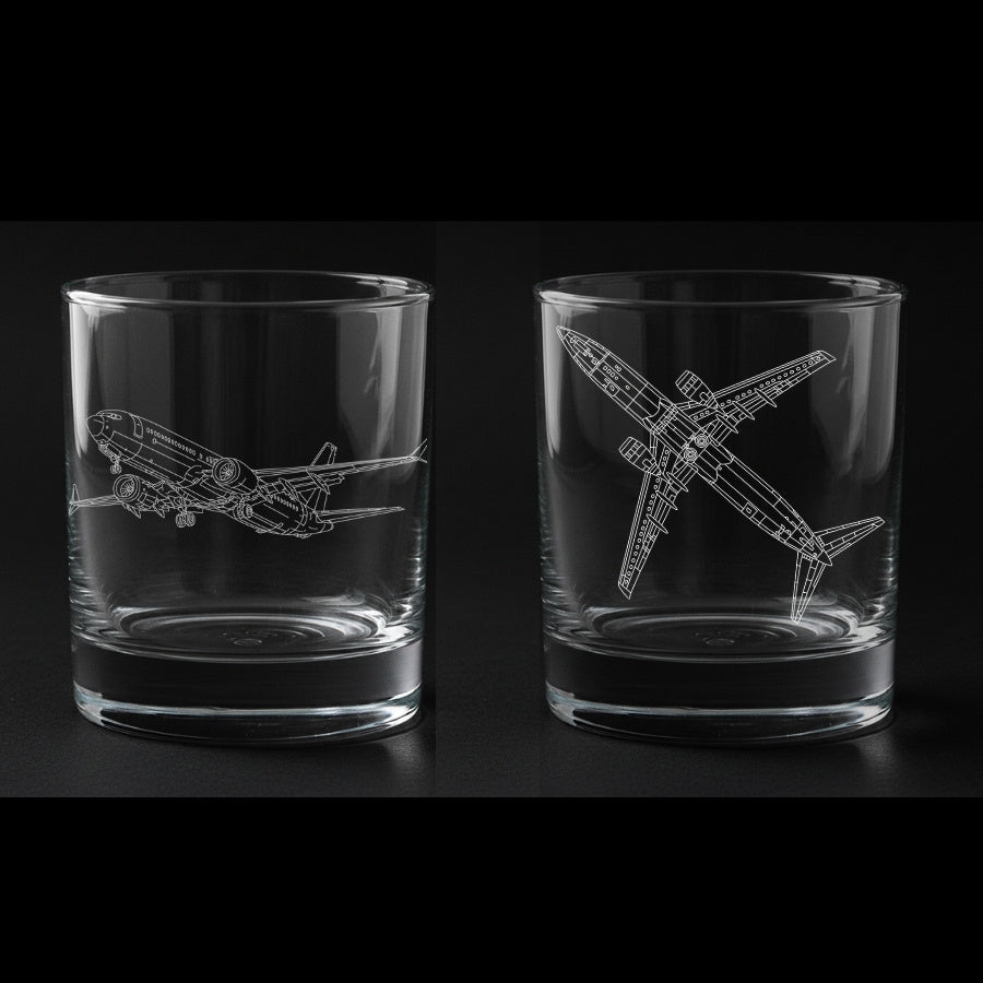 Boeing 737 Engraved Whiskey Glass