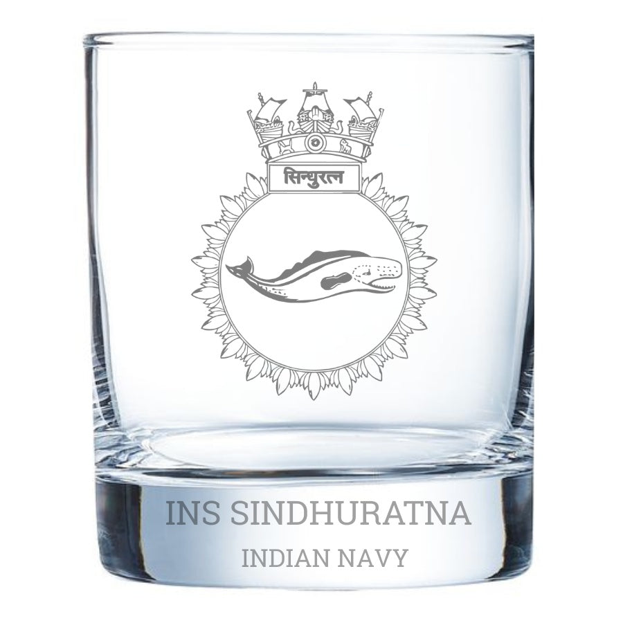 INS Sindhuratna Engraved Whiskey Glass
