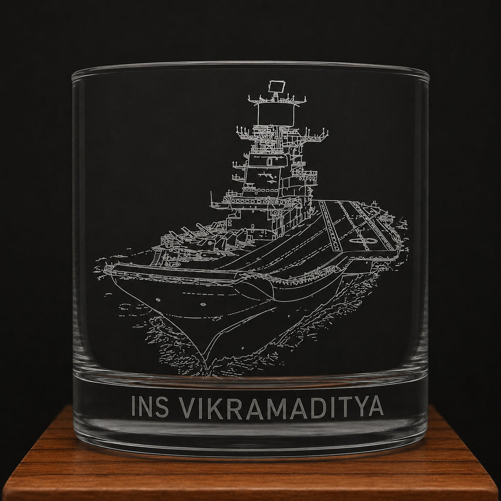 INS Vikramaditya Aircraft Carrier Engraved Glass