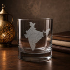 Map of India Engraved Glass