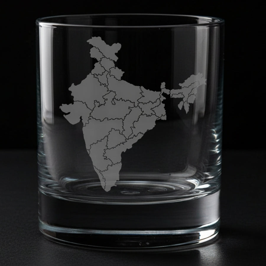 Map of India Engraved Glass