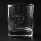 mi-24 aircraft engraved on a glass with a black background