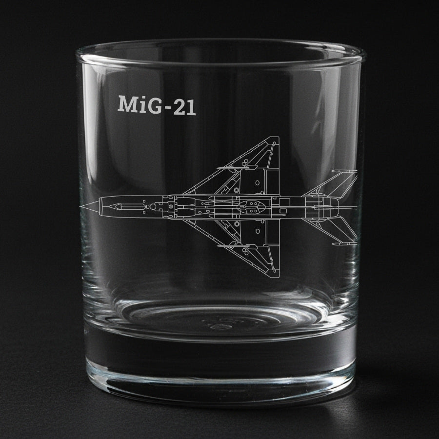 Indian Air Force Engraved Whiskey Glass Set – Ultimate 6 Aircraft Collection