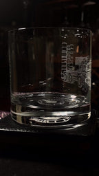 whiskey glass featuring a s400 launcher on a rotating table