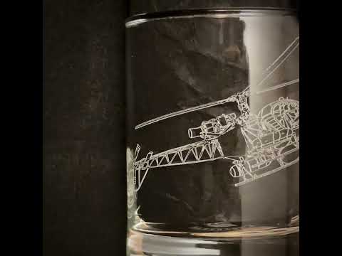 Cheetah "SA 315B Lama" Engraved Whiskey Glass