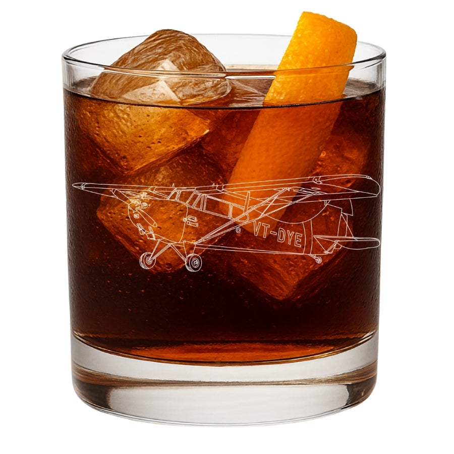 HAL HUL-26 Pushpak Engraved Whiskey Glass