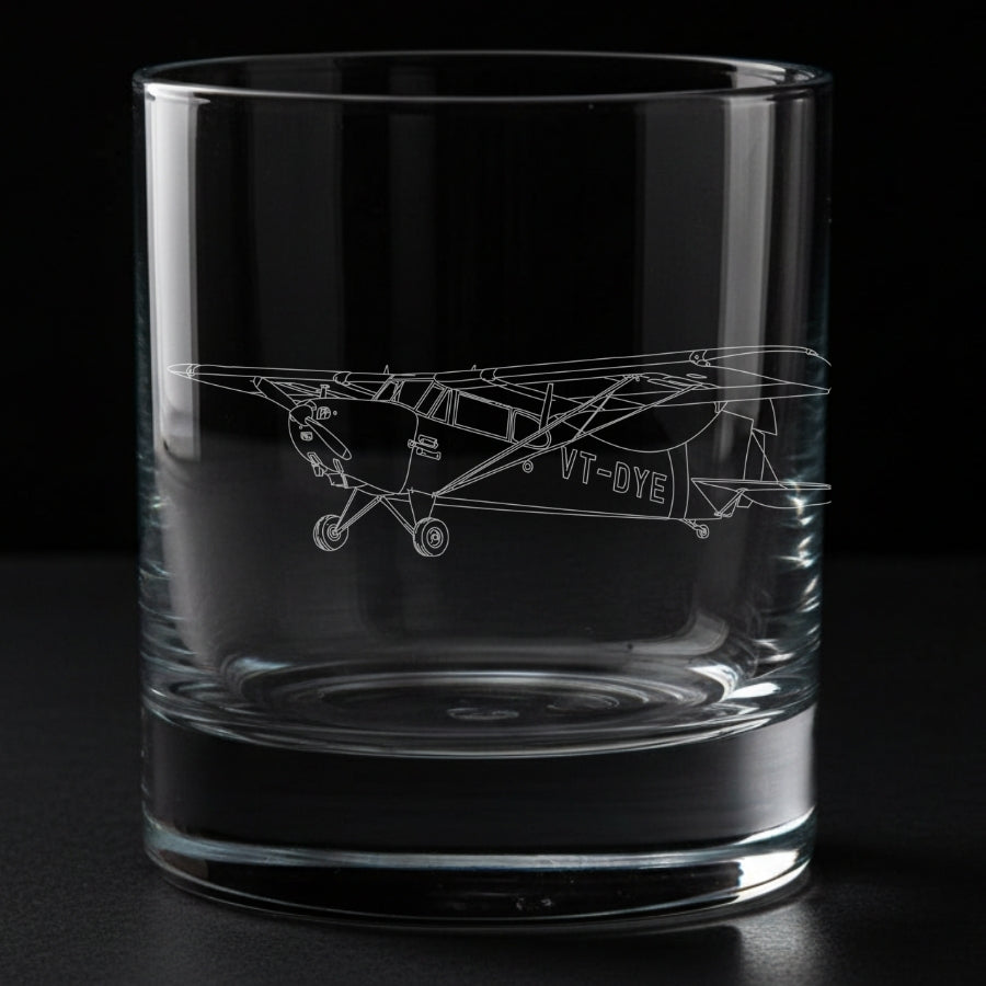 HAL HUL-26 Pushpak Engraved Whiskey Glass