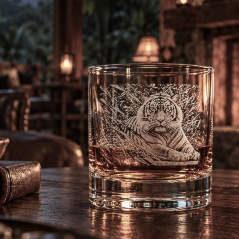 Royal Bengal Tiger Engraved Whiskey Glass