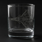 sukhoi-su30 etched on a whiskey glass