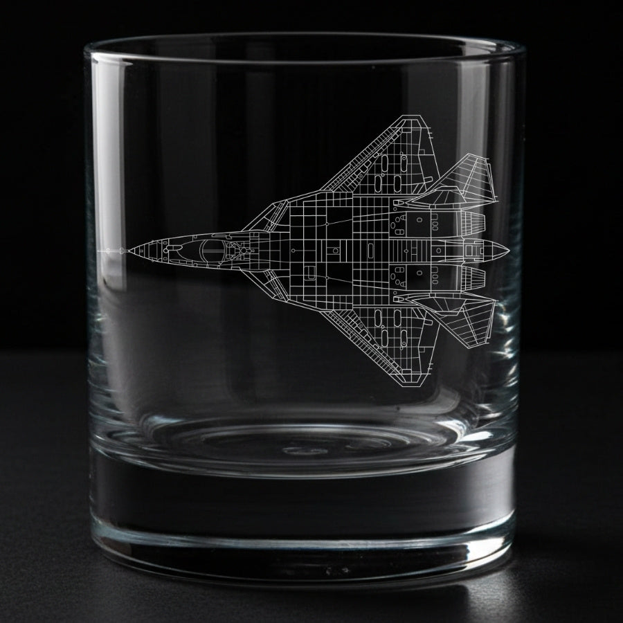 Sukhoi Su-57 Engraved Whiskey Glass