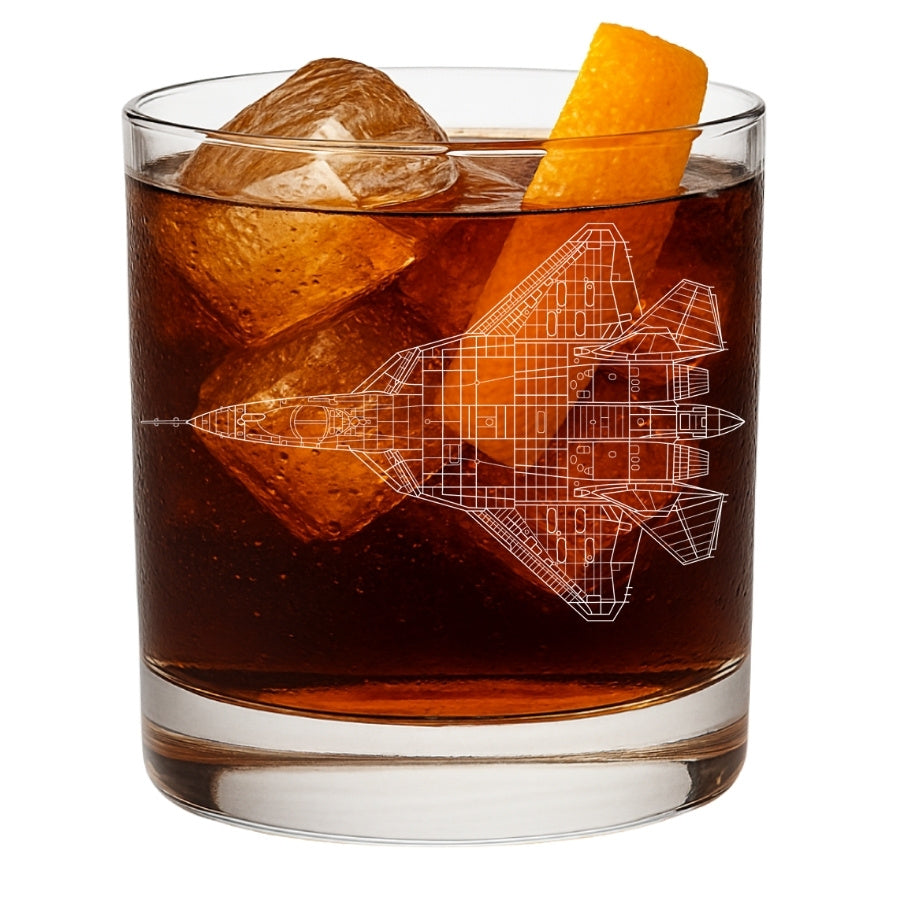 Sukhoi Su-57 Engraved Whiskey Glass